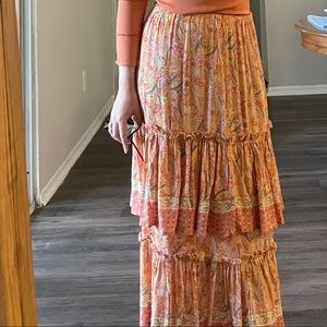 Orange midi skirt